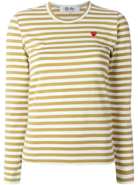 Comme Des Garçons Play heart-patch striped top