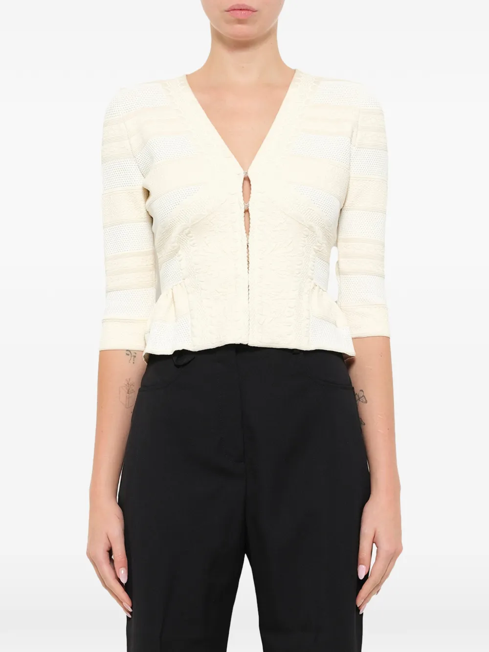 Alexander McQueen Victorian lace knit cardigan - Bianco