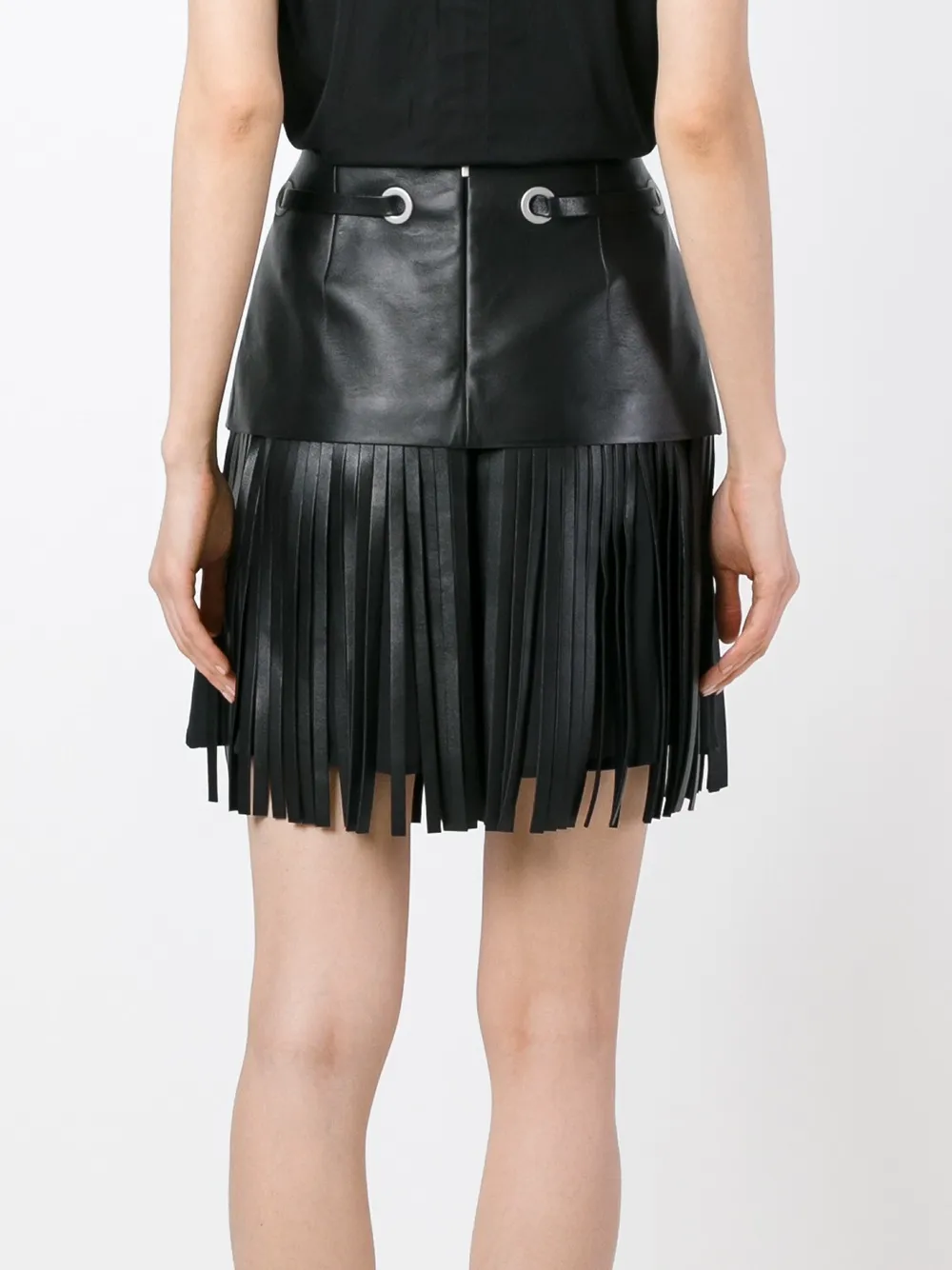 Neil Barrett fringed midi skirt Zwart