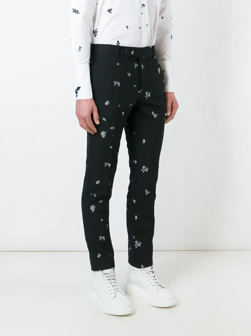 Alexander McQueen jacquard slim fit trousers Zwart