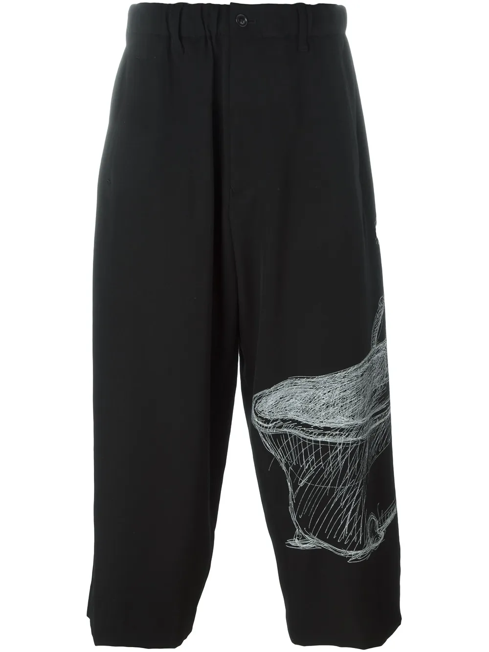 Yohji Yamamoto skeleton print cropped trousers | Black | Image 1