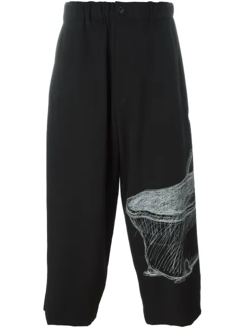 Yohji Yamamoto skeleton print cropped trousers 