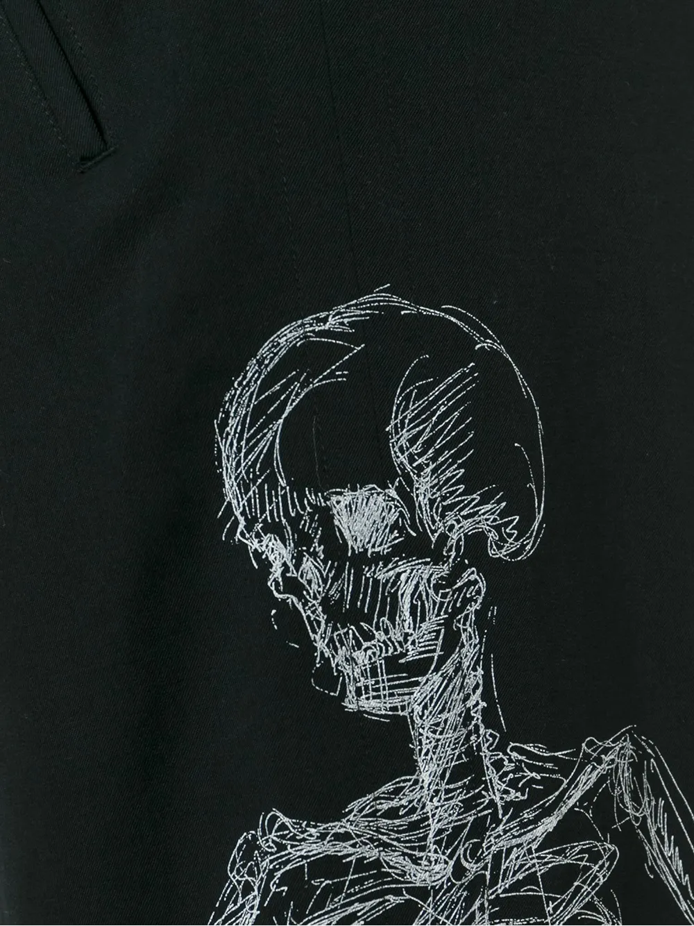 Yohji Yamamoto skeleton print cropped trousers Zwart