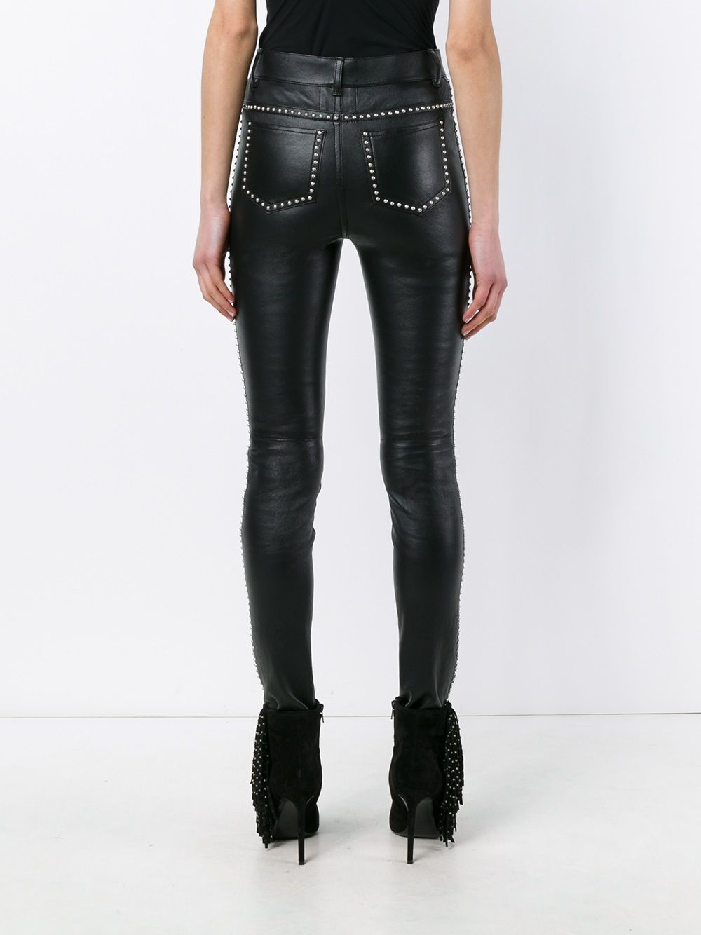 Saint Laurent Studded Leather Trousers - Farfetch