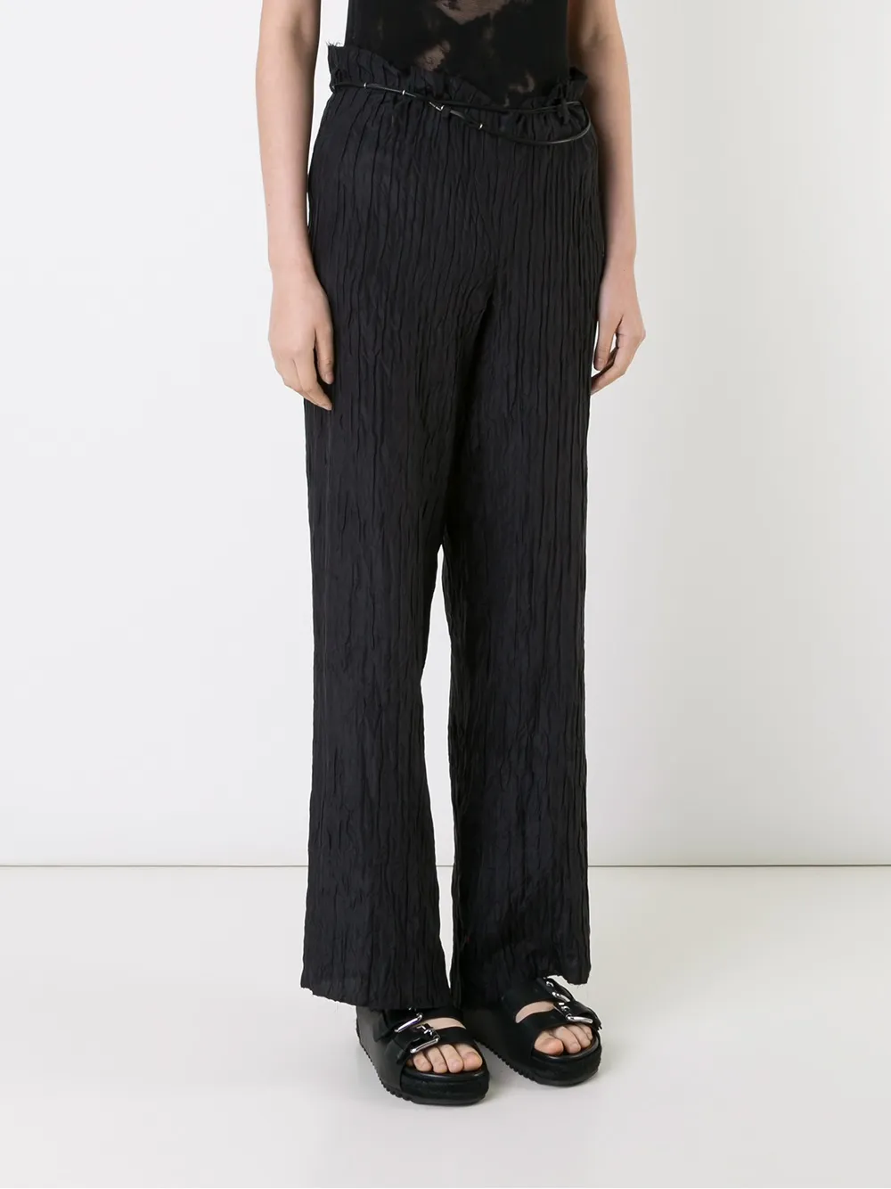 Ma+ Belted Wide-leg Trousers In Black