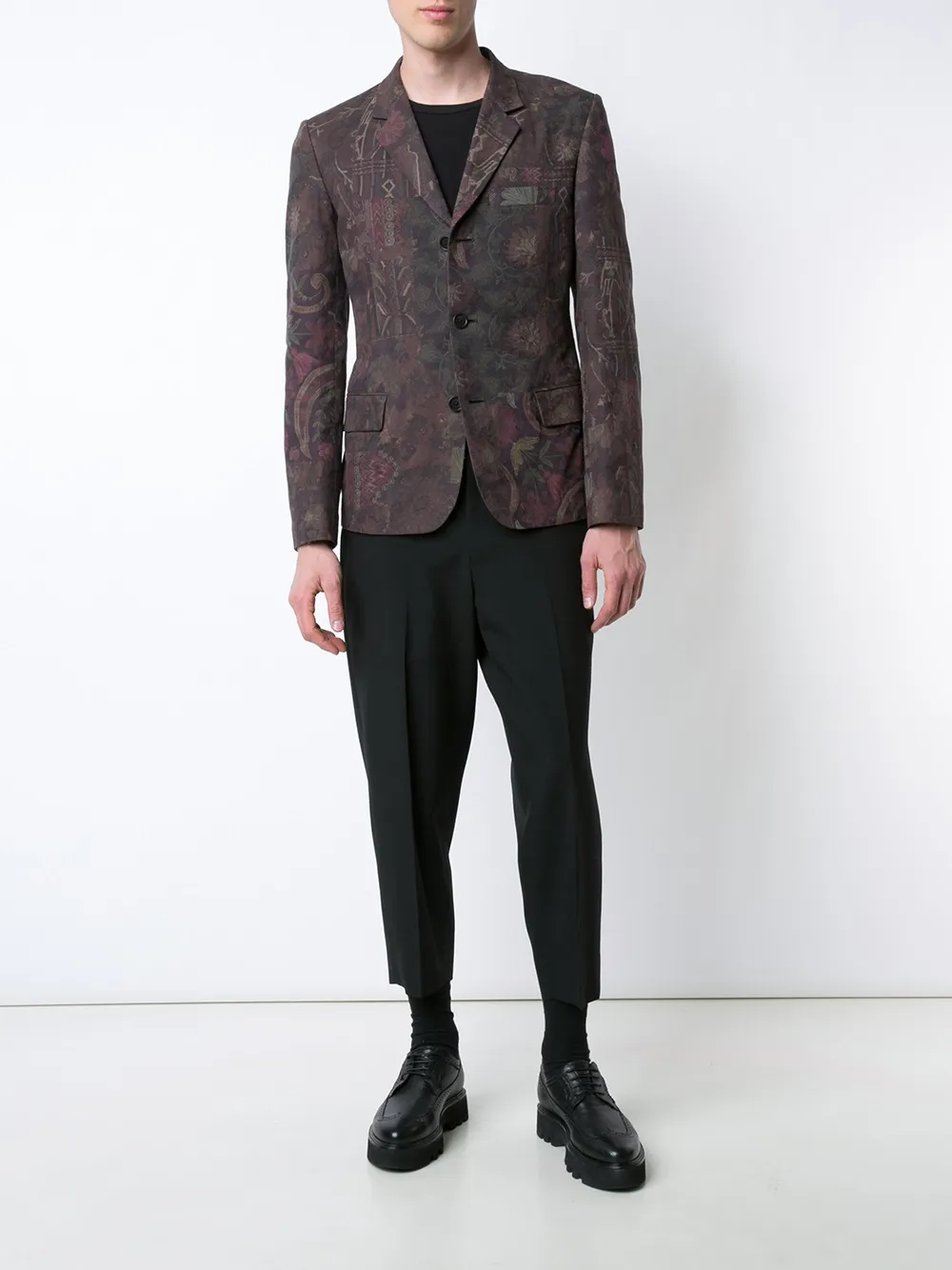  Yohji Yamamoto Sakko Mit Floralem Print   Braun 