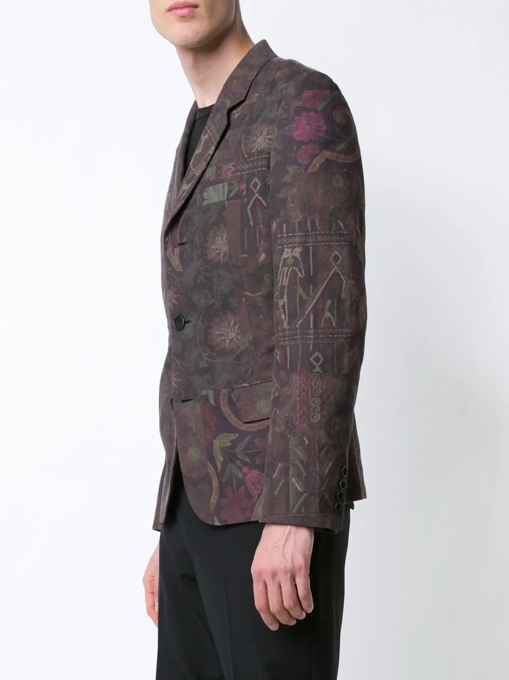  Yohji Yamamoto Sakko Mit Floralem Print   Braun 