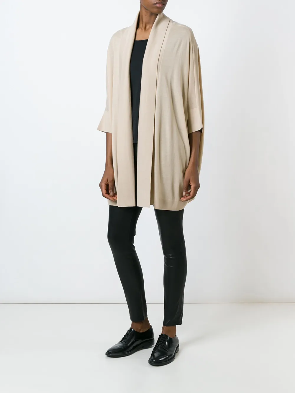 fold quarter sleeve draped cardigan coat