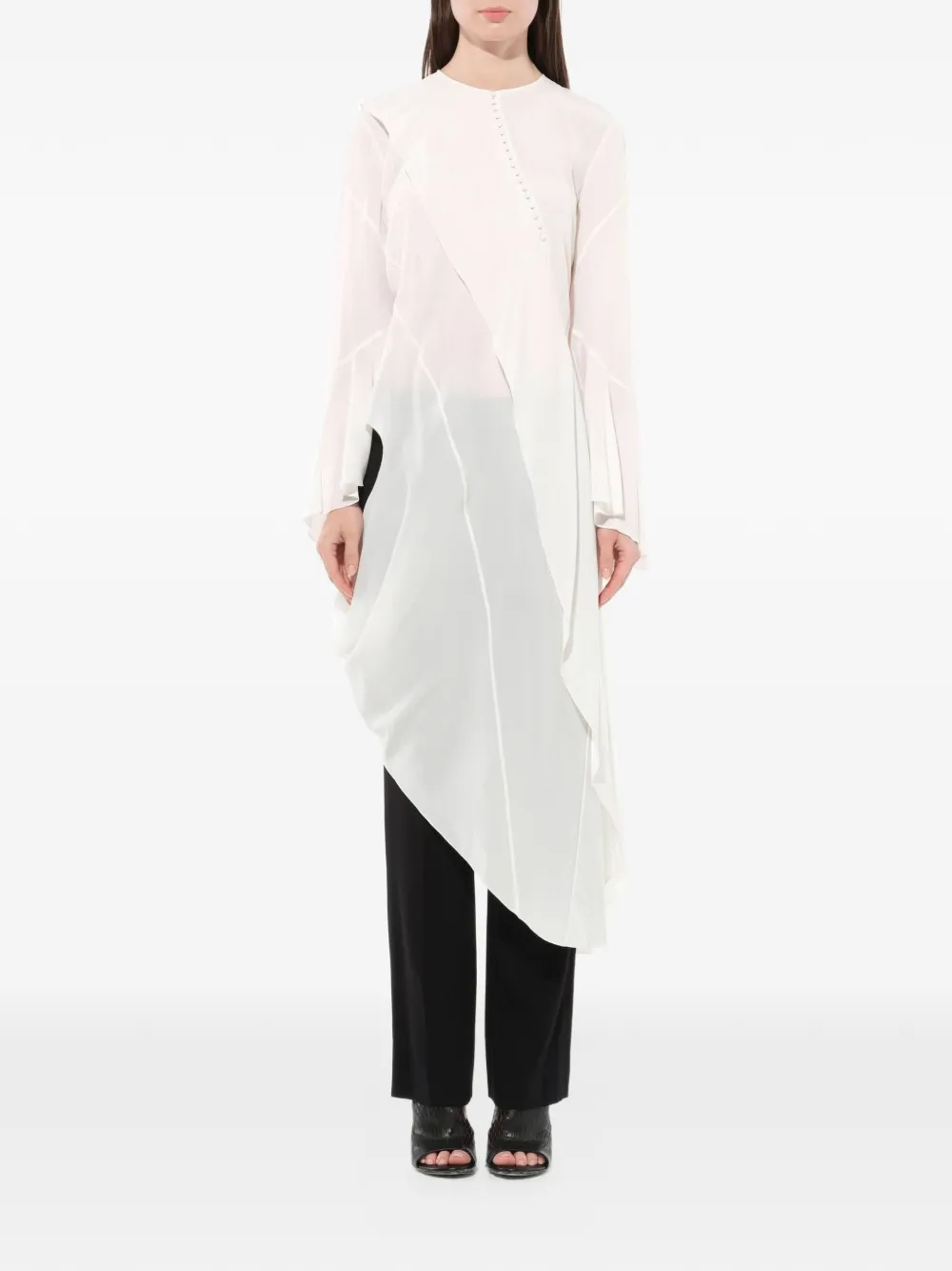  Givenchy Blusa Asimétrica Drapeada - Blanco 