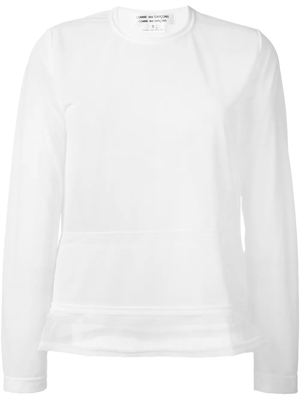 Comme Des Garçons Comme Des Garçons semi sheer panel trim detail long sleeve T-shirt - Bianco