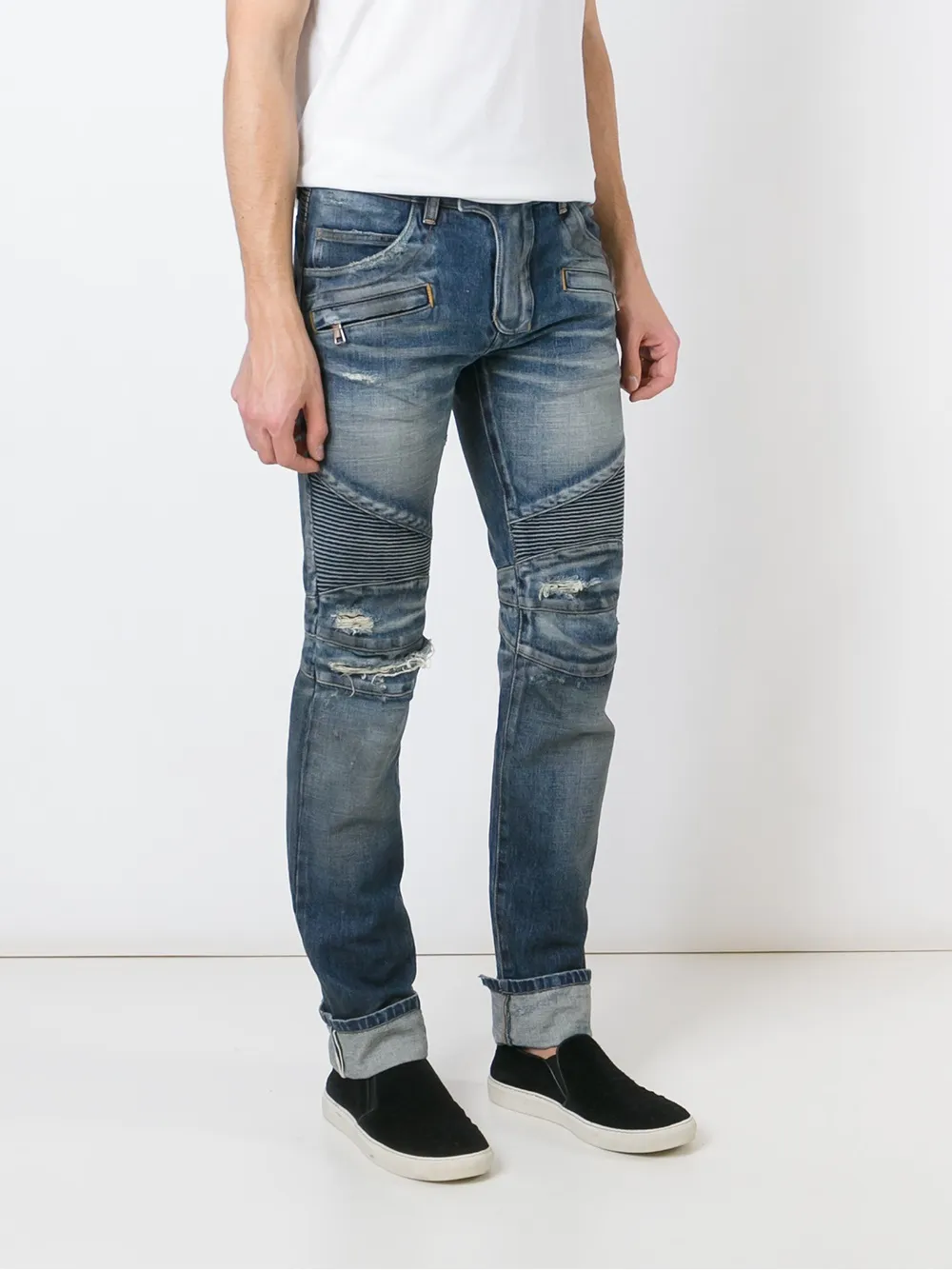 Balmain Biker Jeans In Blue