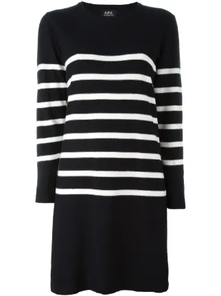 black and white striped jumper dress