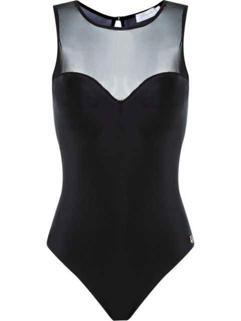 Brigitte sheer panel bodysuit