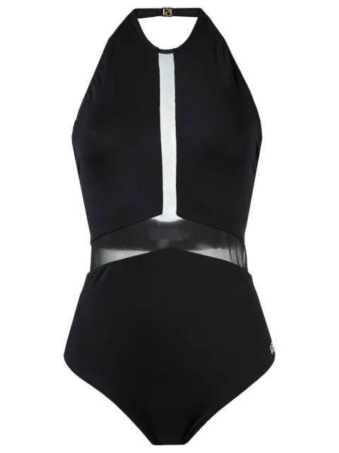 Brigitte sheer panel halterneck swimsuit