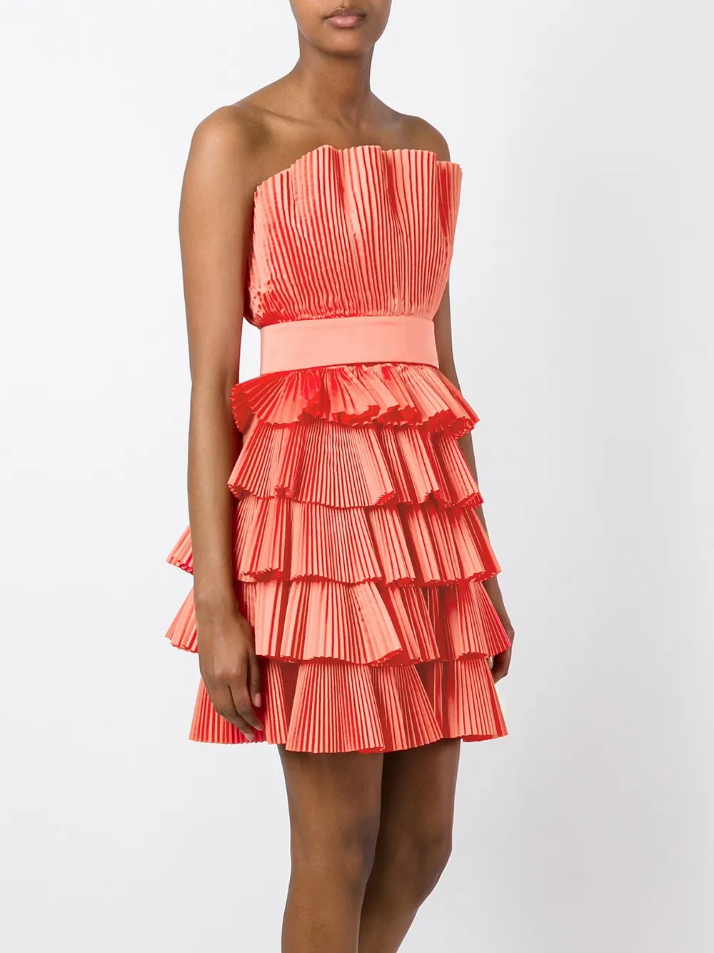  Capucci Schulterfreies Plisseekleid   Rosa 