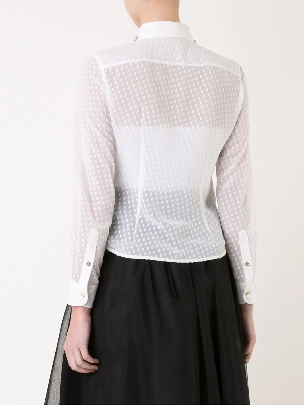 半透明粗质感镶嵌领衬衫