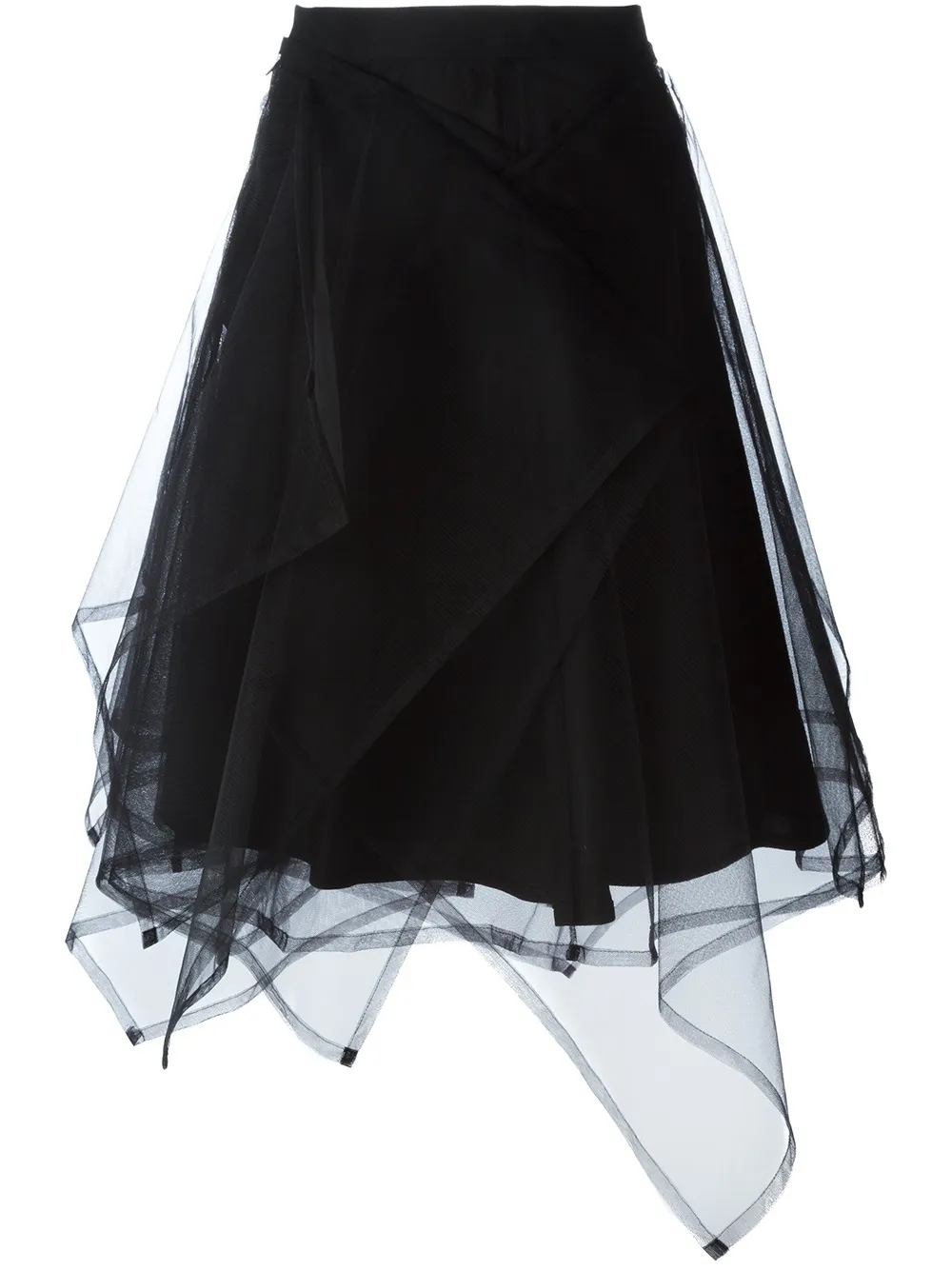 Noir Kei Ninomiya tulle asymmetric skirt - Nero