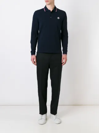 moncler blue long sleeve polo moncler blue long sleeve polo