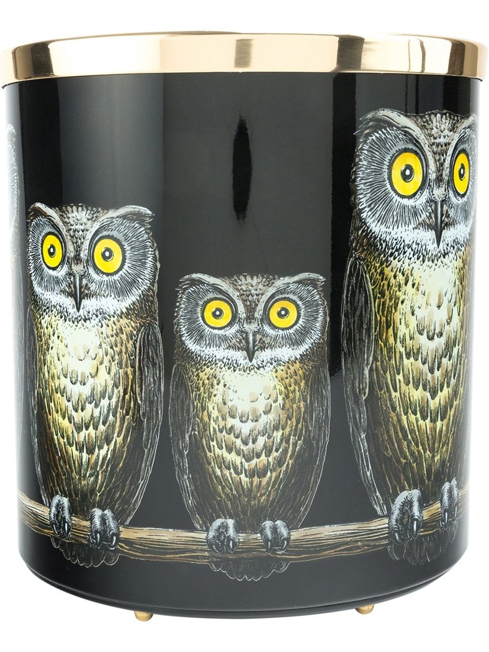  Fornasetti Owl Print Wastepaper Basket - Black 