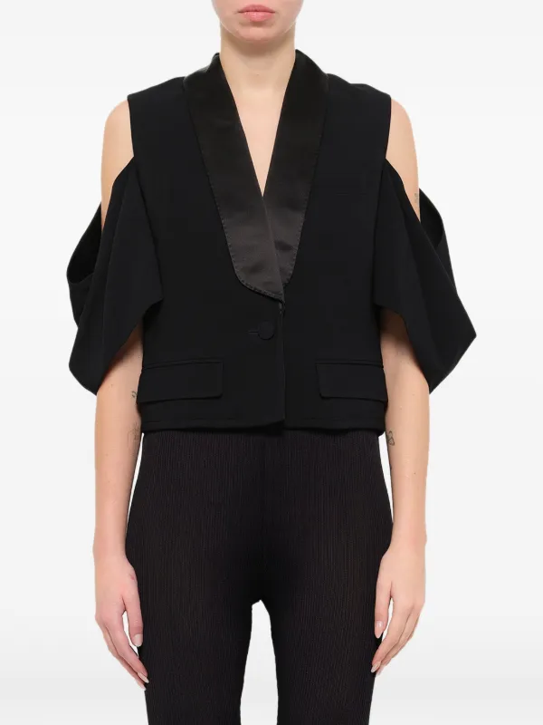 Givenchy Cut-out-detail Cropped Blazer in Black
