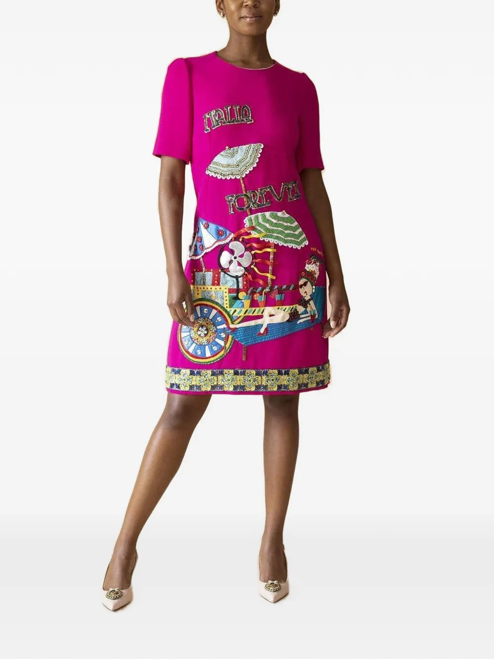  Dolce & Gabbana Verziertes Minikleid In A Linie   Rosa 