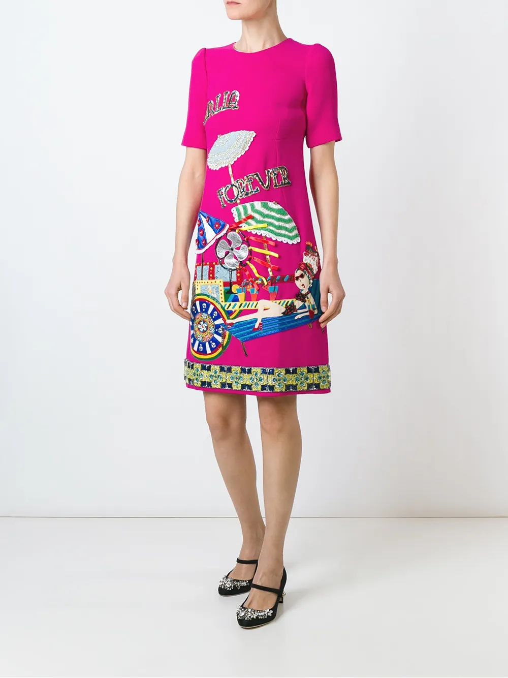 Dolce & Gabbana Embellished A-line Dress In Pink