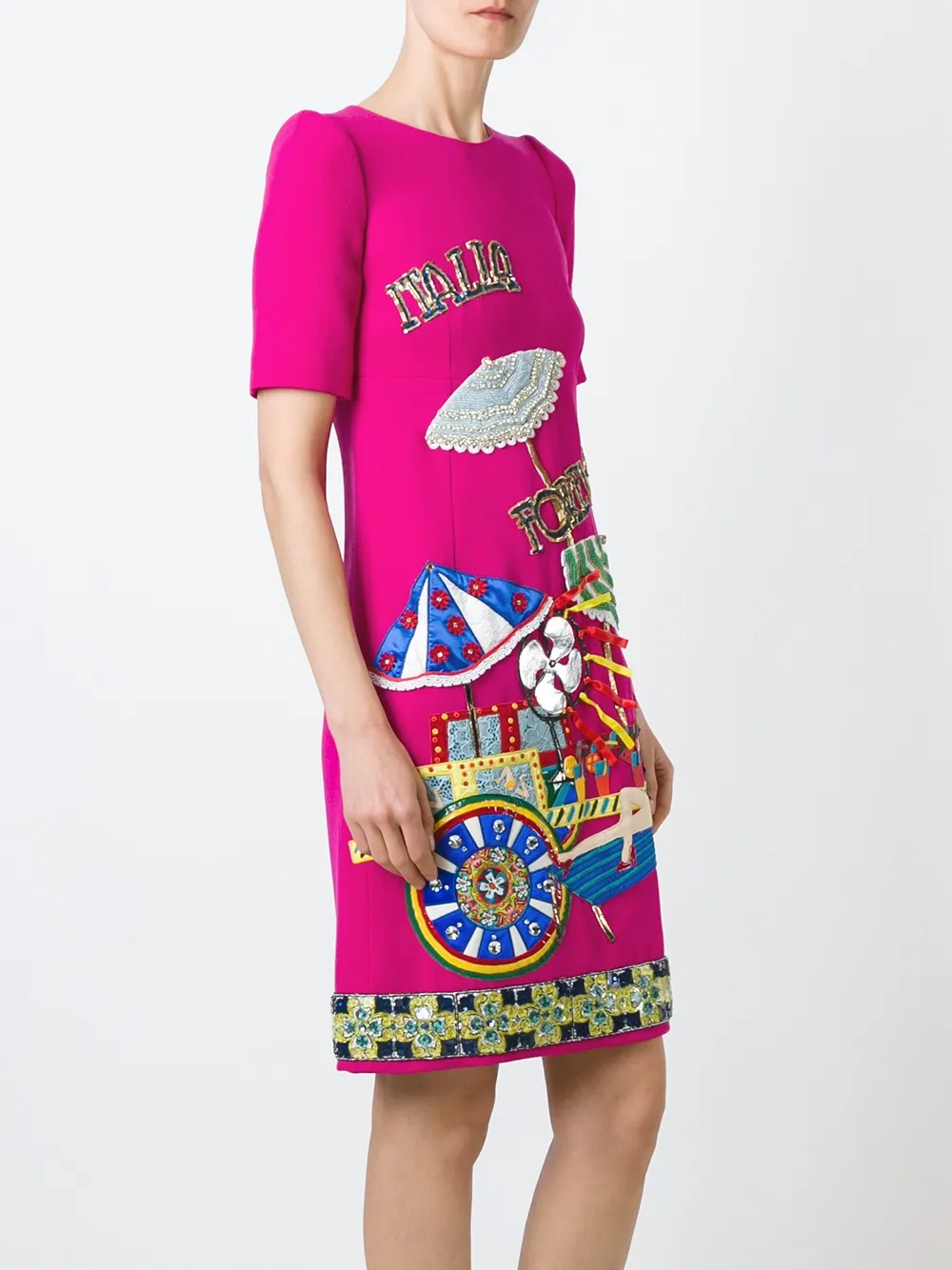 Dolce & Gabbana Embellished A-line Dress In Pink
