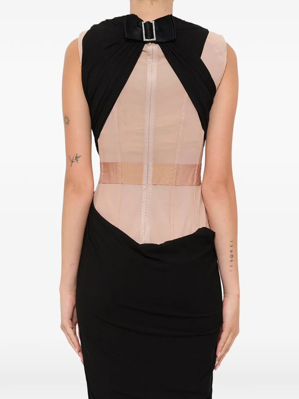 Lanvin Draped Panelled Maxi Dress in Black, view 4
