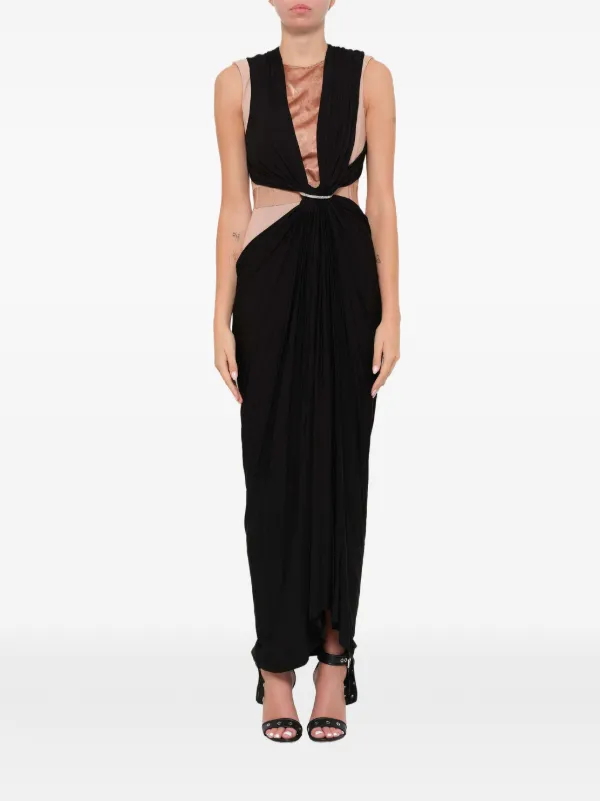 Lanvin Draped Panelled Maxi Dress in Black