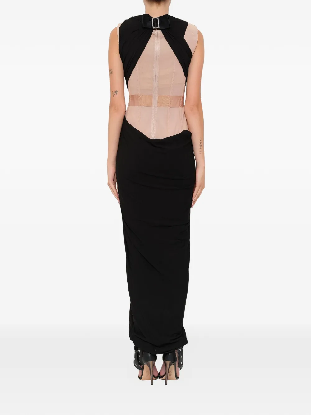 Lanvin Draped Panelled Maxi Dress in Black, view 2