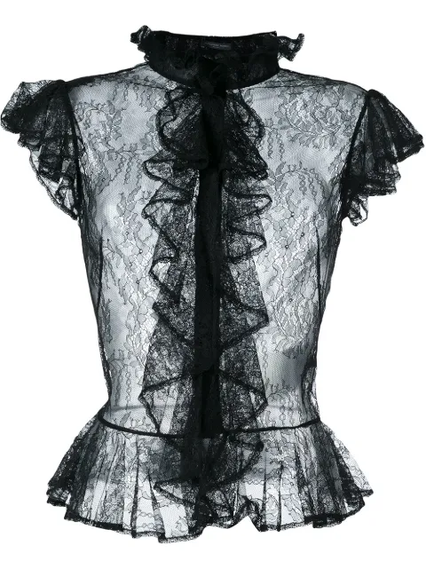 Alexander McQueen blouse transparente à design en dentelle