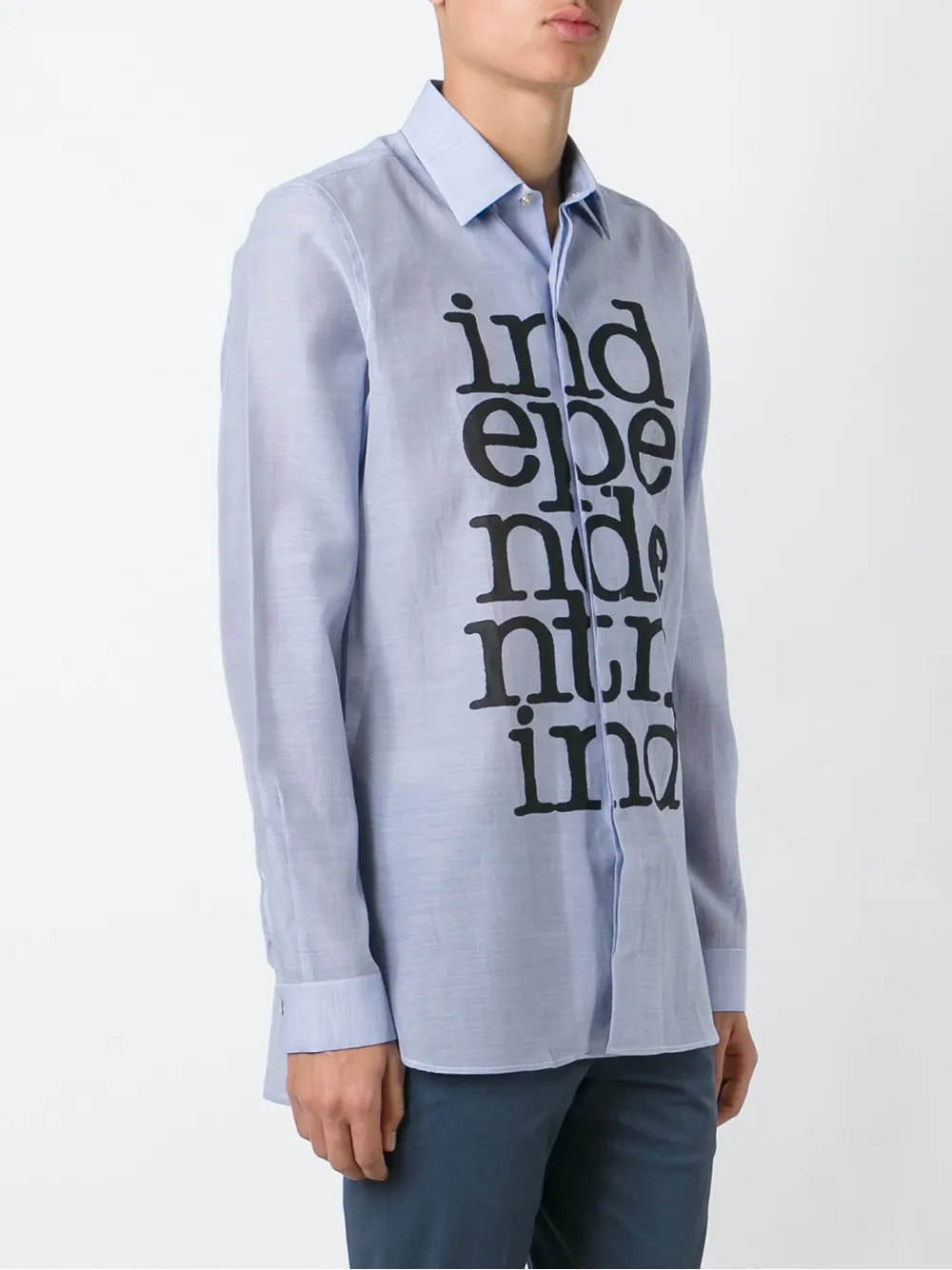 Paul Smith 'independent Mind' Print Shirt In Blue