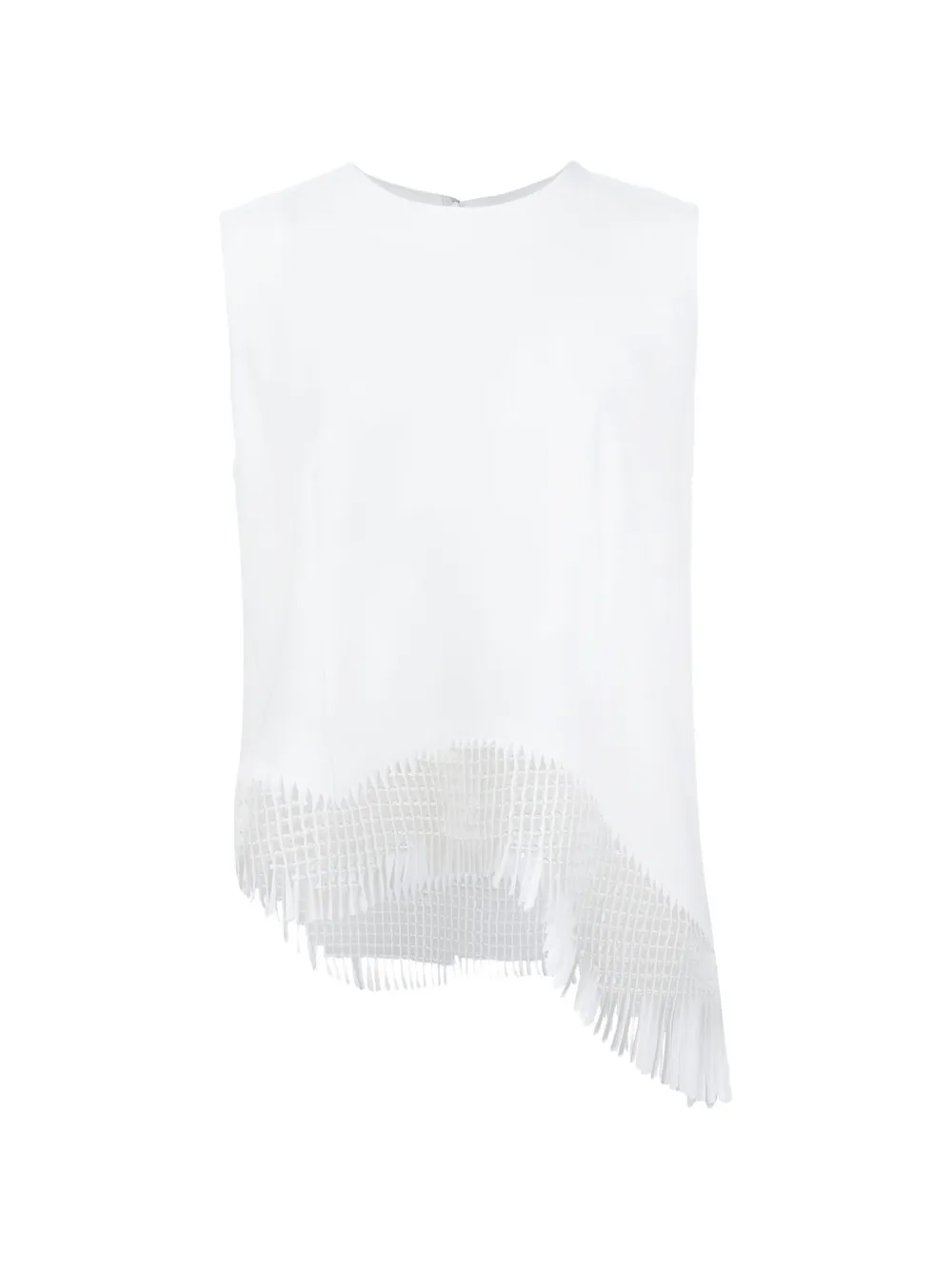 Noir Kei Ninomiya curved fringed hem top - Bianco