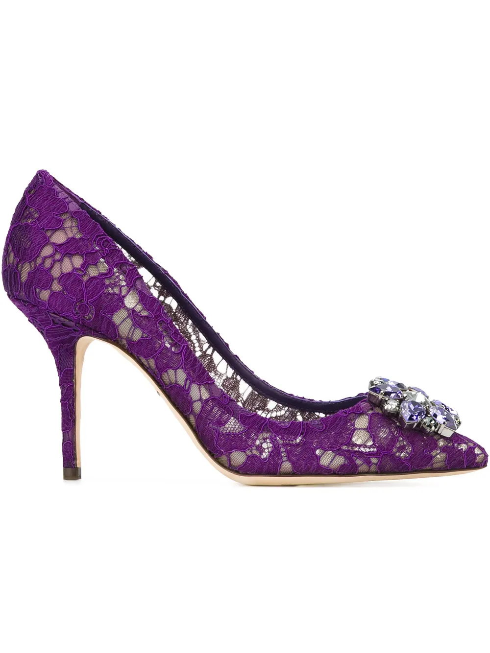 Dolce & Gabbana Purple Lace Bellucci Pumps In Viola