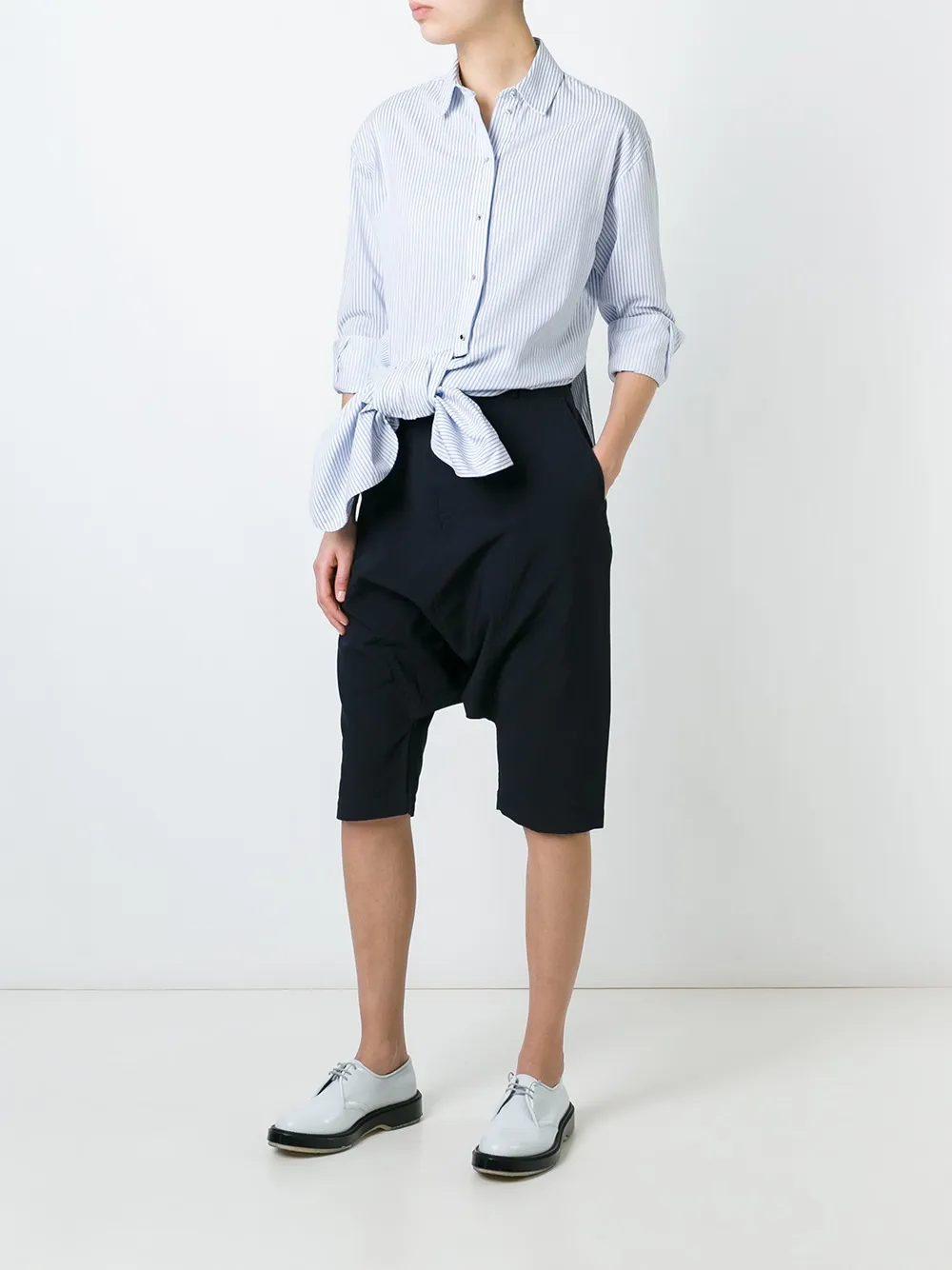  Comme Des Garçons Girl Drop-crotch Knee-length Shorts - Blue 