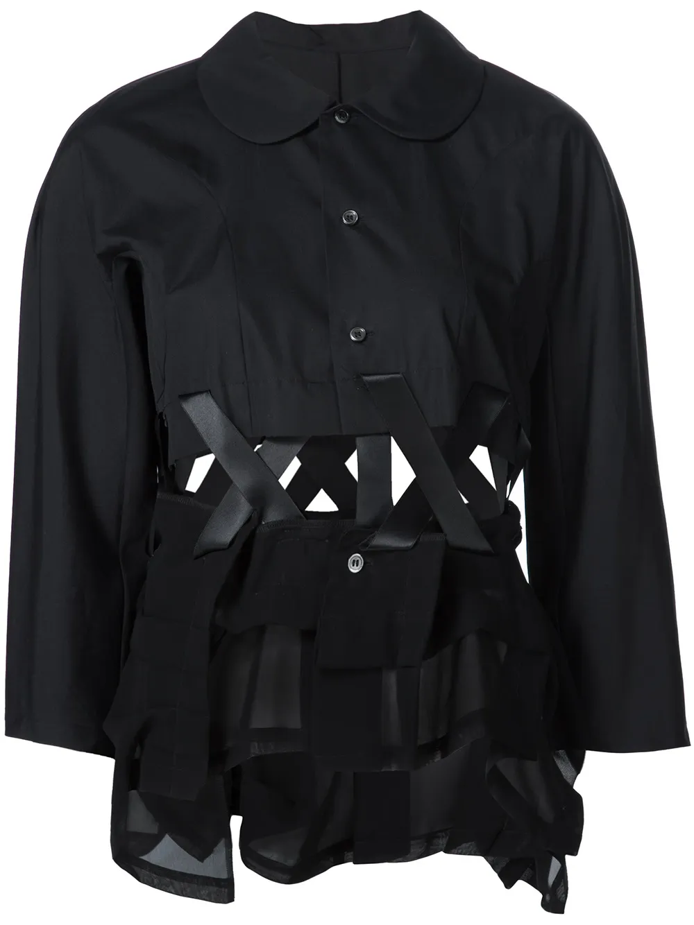 Comme Des Garçons lace-up hem blouse - Nero