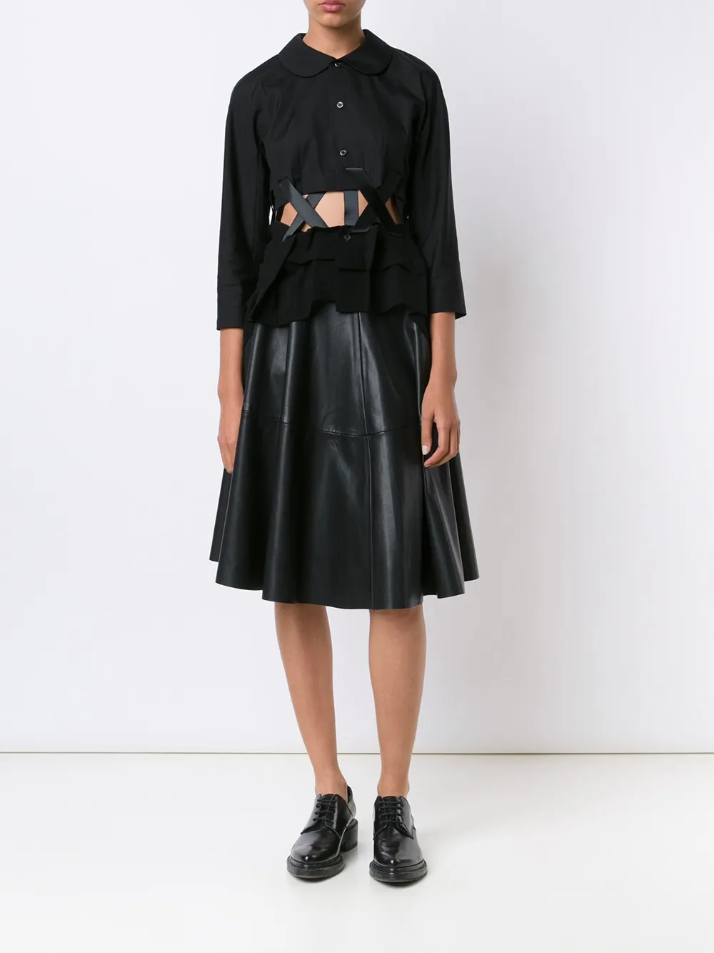  Comme Des Garçons Lace-up Hem Blouse - Black 