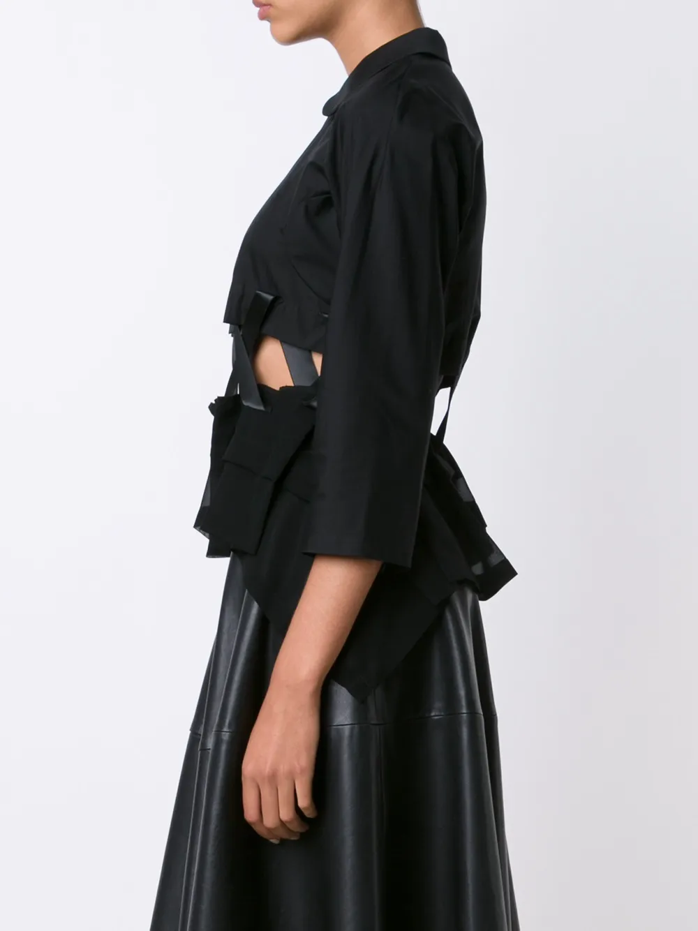  Comme Des Garçons Lace-up Hem Blouse - Black 