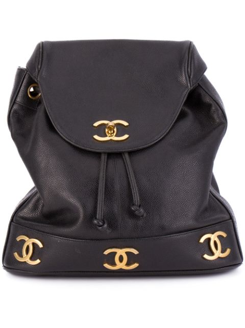 CHANEL logo plaque classic backpack Women