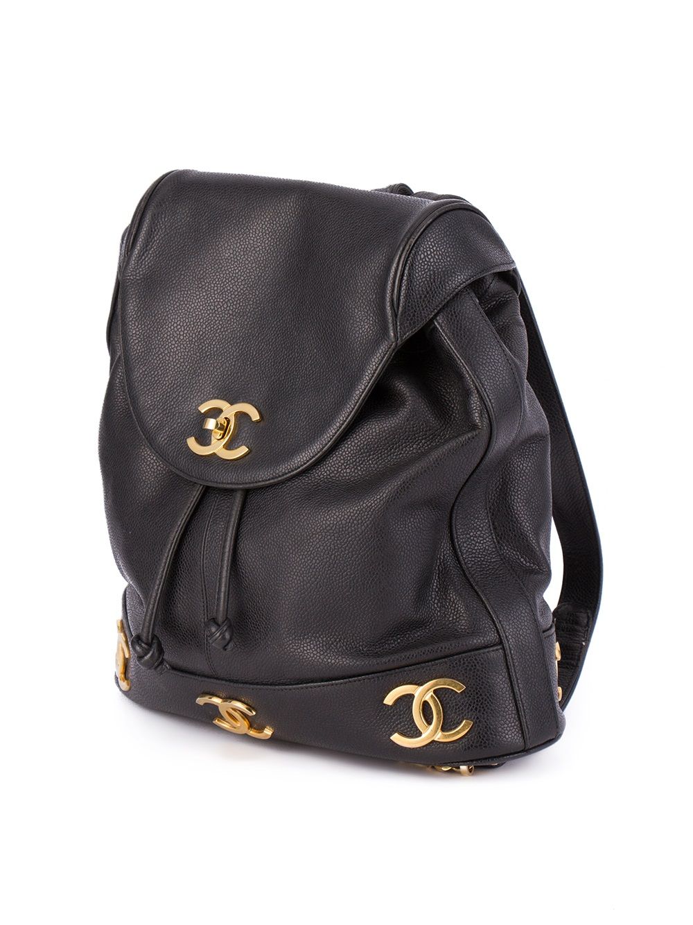 CHANEL logo plaque classic backpack Women