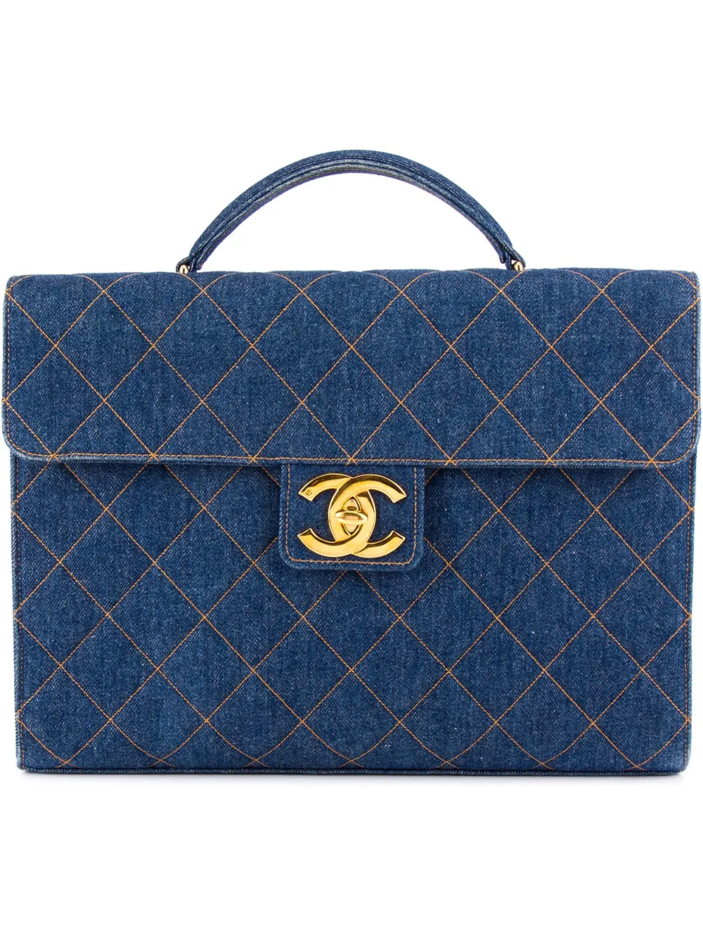 CHANEL Pre-Owned Portadocumenti denim trapuntato - Blu
