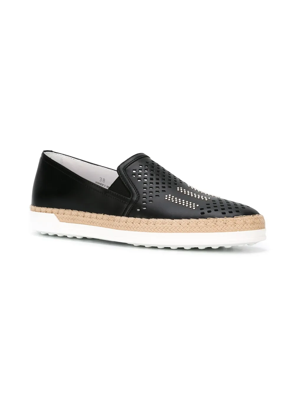 Tod's fringed slip on espadrilles Zwart