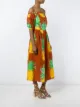 Tata Naka Sierva Pineapple Print Off-Shoulder Dress