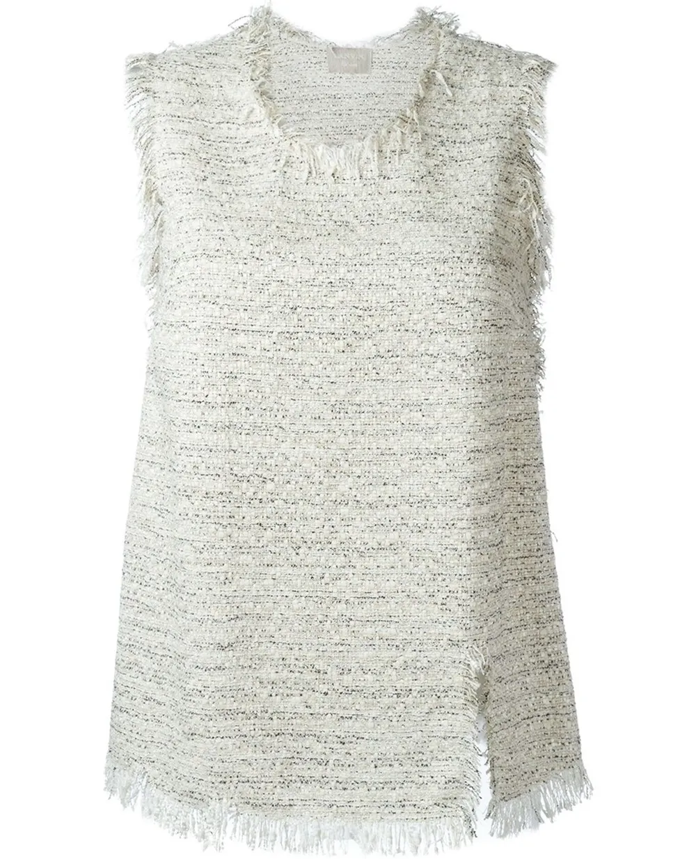 Lanvin fringed tweed top Wit