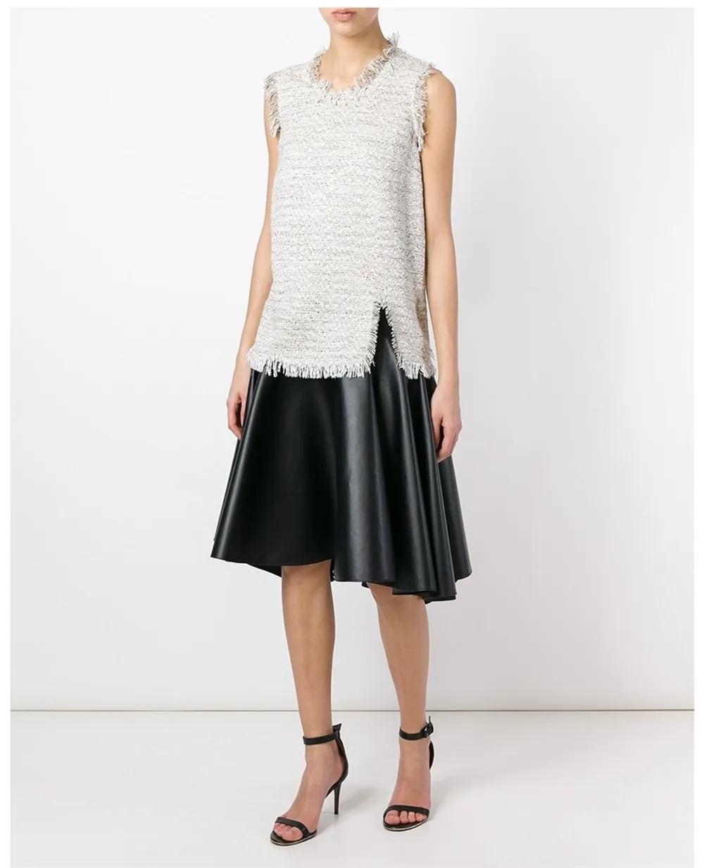 Lanvin fringed tweed top Wit