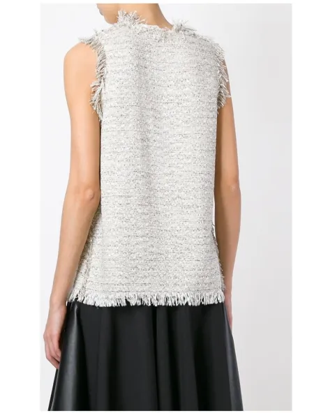 Lanvin fringed tweed top