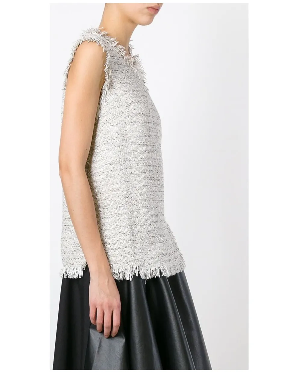 Lanvin fringed tweed top Wit