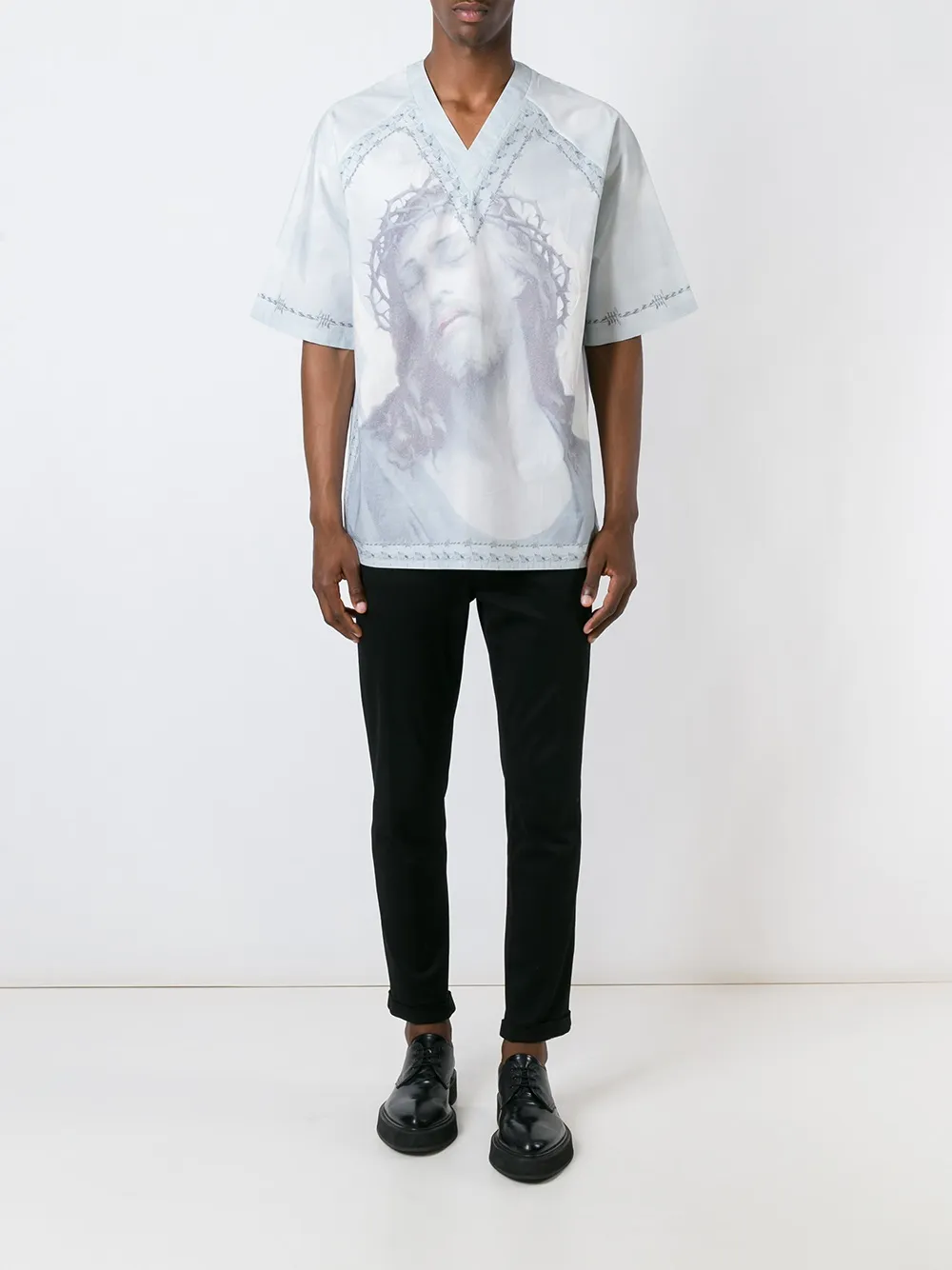  Givenchy T Shirt Mit Christus Print   Blau 