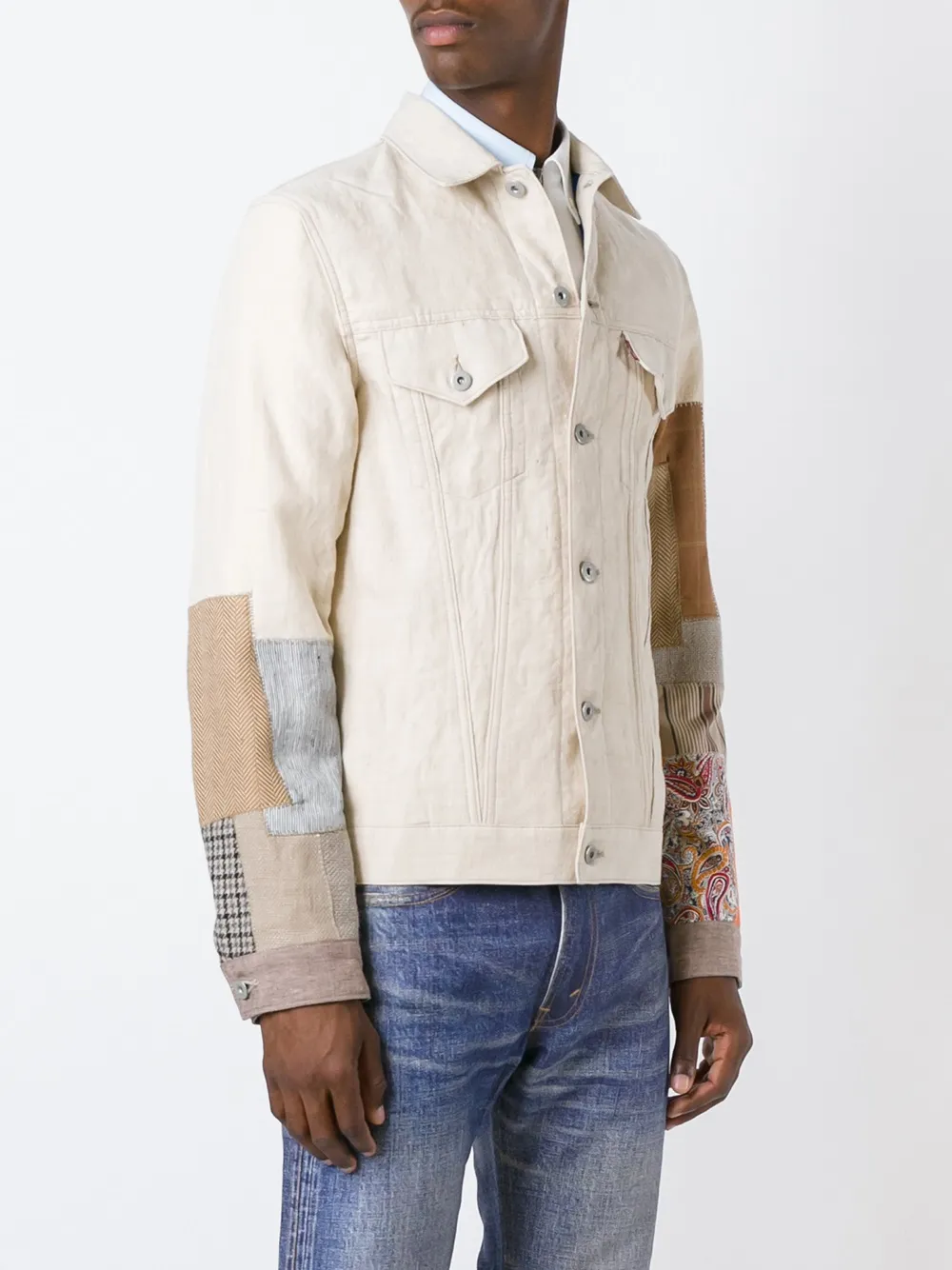  Junya Watanabe Man Patchwork Sleeve Jacket - Neutrals 