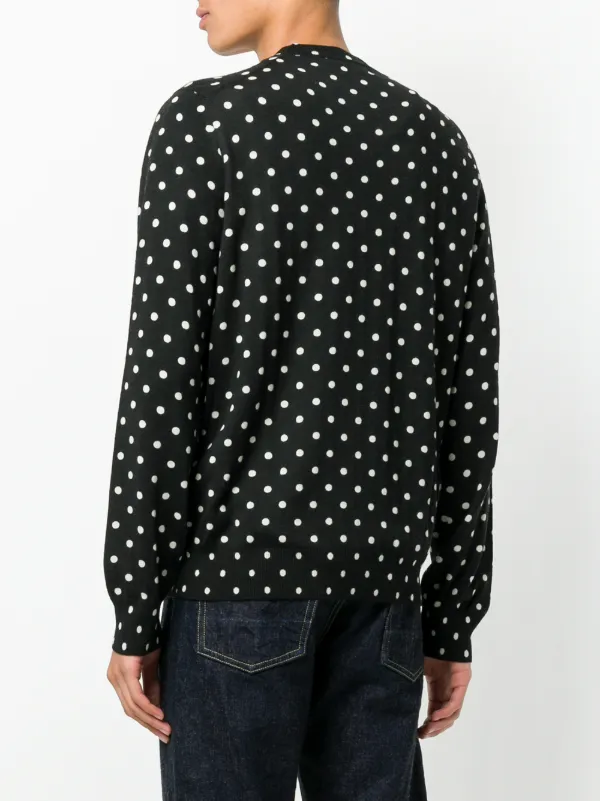Comme Des Garçons Play Embroidered Heart Polka Dot Jumper Black